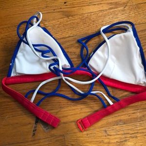 Pink, American flag bathing suit top